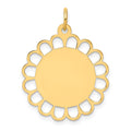 14k Plain .011 Gauge Engravable Round Flower 24x21mm Disc Charm, 28 x 21 mm