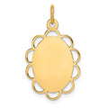 14k Plain .013 Gauge Engravable Oval Flower 21x15mm Disc Charm, 25 x 15 mm