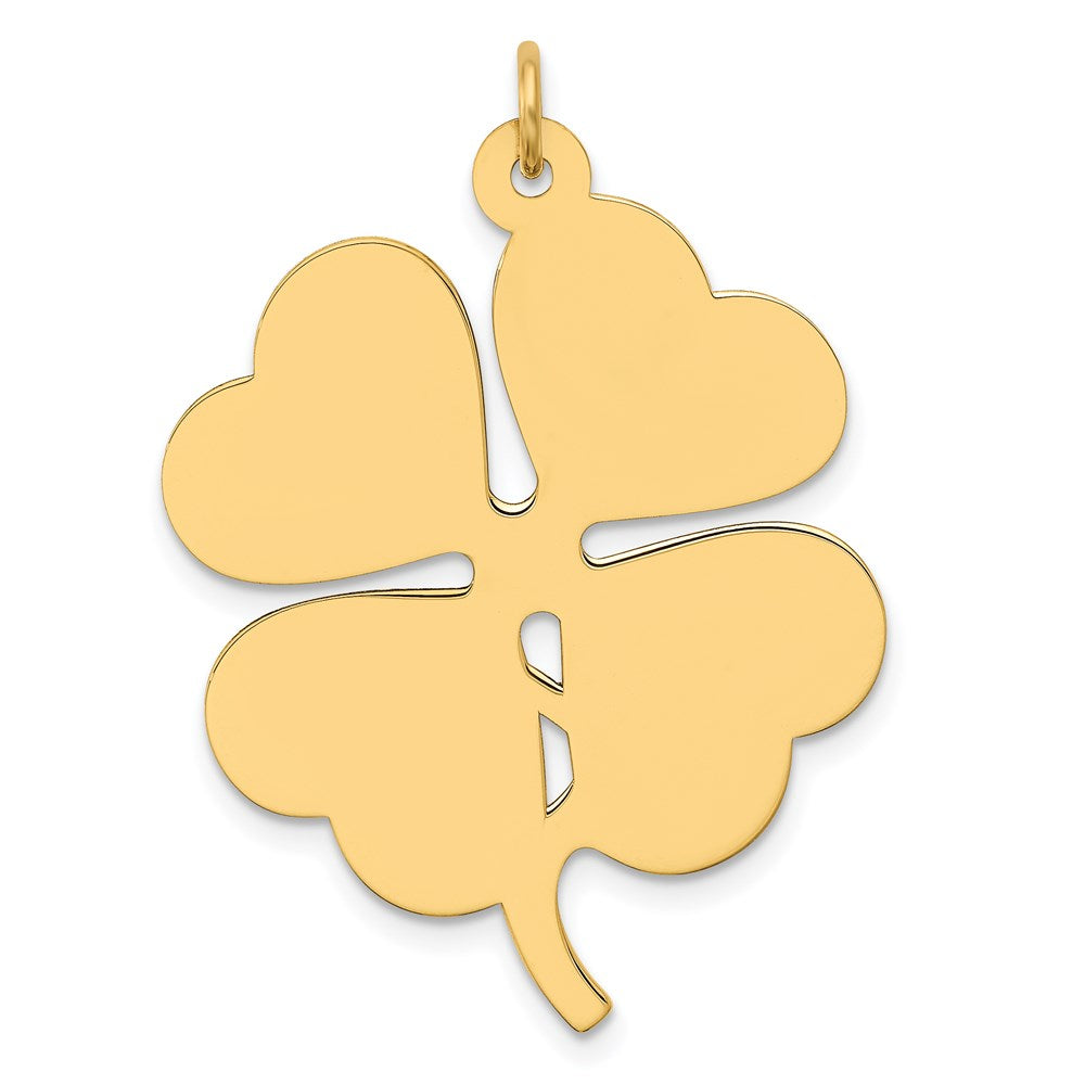 14k Plain .018 Gauge Engravable Clover 34x27mm Disc Charm, 37 x 27 mm