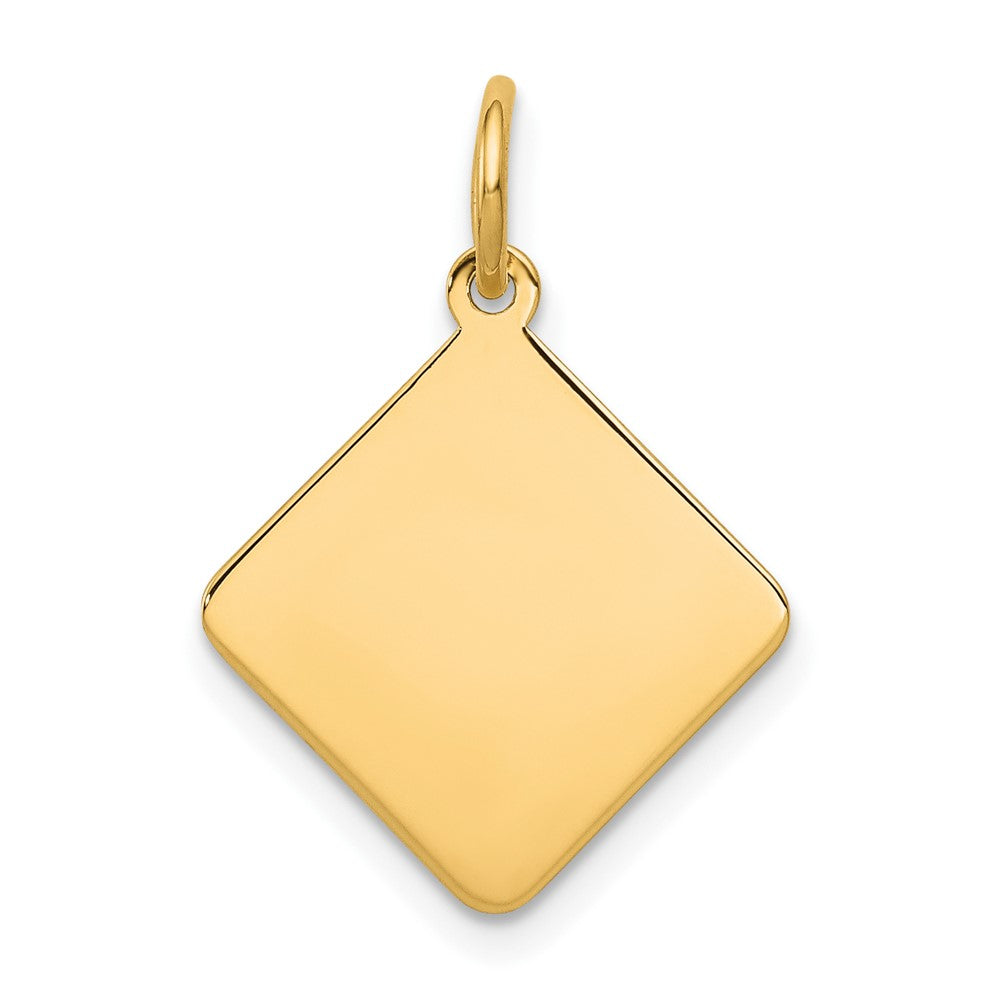 14k Plain .018 Gauge Diamond-Shaped Engravable 16.5x15mm Disc Charm, 20.5 x 15 mm
