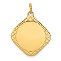 14k Patterned .018 Gauge Diamond-Shaped Engravable 24x21mm Disc Charm, 28 x 21 mm