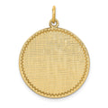 14k Patterned with Zig-Zag Edge .018 Gauge Round Engravable 26x22mm Disc Charm, 29 x 22 mm