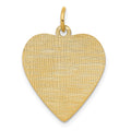 14k Patterned .018 Gauge Engravable Heart Disc Charm, 26 x 19 mm