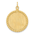 14k Patterned with Rope Edge .013 Gauge Engravable Round 27x21mm Disc with Satin Back, 32 x 21 mm