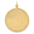 14k Patterned with Rope Edge .013 Gauge Engravable Round 34x28mm Disc with Satin Back, 39 x 28 mm