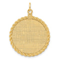 14k Patterned with Rope Edge .013 Gauge Engravable Round 31x26mm Disc with Satin Back, 36 x 26 mm