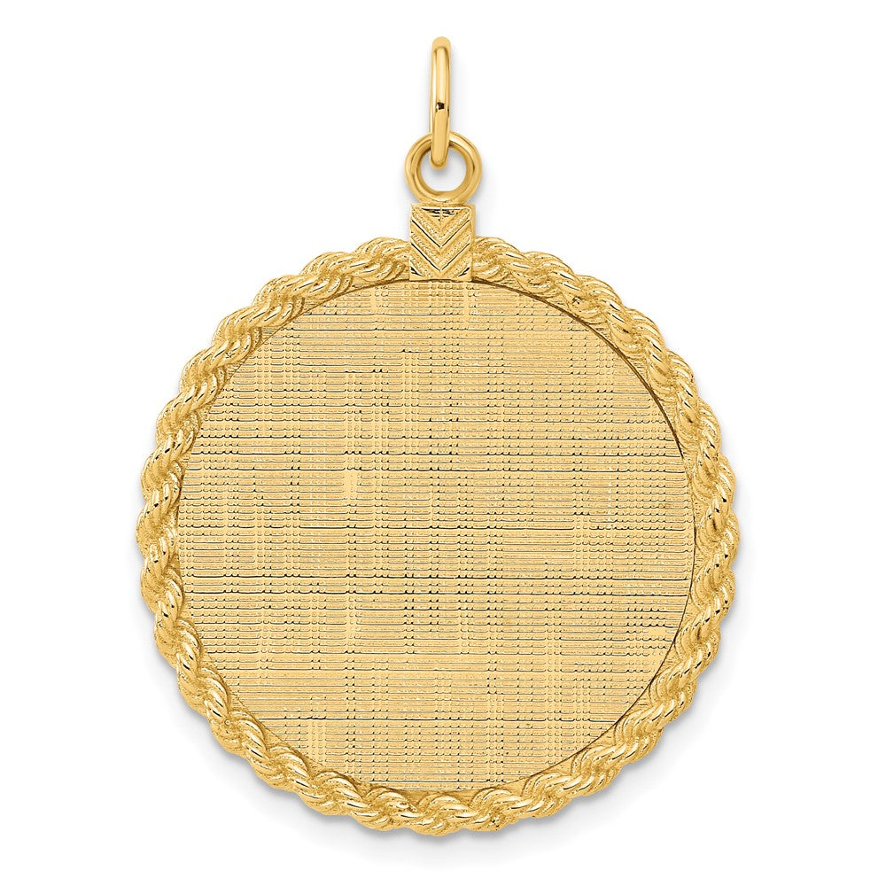 14k Patterned with Rope Edge .013 Gauge Engravable Round 31x26mm Disc with Satin Back, 36 x 26 mm