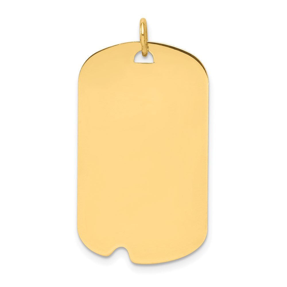 14k Plain .011 Gauge Engravable 31x18mm Dog Tag with Notch Disc Charm, 34 x 18 mm