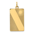14k Patterned Sunburst with Diagonal Stripe .013 Gauge Engravable Rectangular 27x14mm Disc Charm, 30 x 14 mm