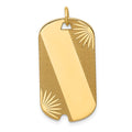 14k Patterned Sunburst with Diagonal Stripe .018 Gauge Engravable 28x15mm Dog Tag Disc Charm, 32 x 15 mm