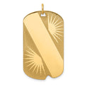 14k Patterned Sunburst with Diagonal Stripe .018 Gauge Engravable 36x21mm Dog Tag Disc Charm, 39 x 21 mm