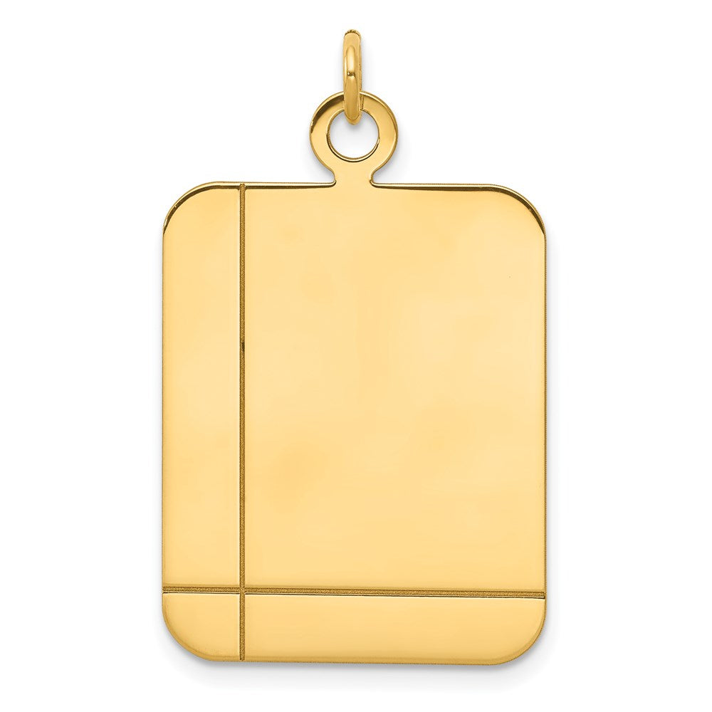 14k Plain with Etched Lines Rectangular .027 Gauge Engravable 30x20mm Disc Charm, 33 x 20 mm