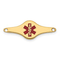 14k 25x9mm Red Enameled Shaped Medical ID Plate, 25 x 9.5 mm