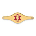 14k 34x12mm Red Enameled Shaped Medical ID Plate, 34.5 x 12.6 mm