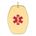 14k 36x27mm Red Enameled Medical Jewelry Pendant, 39 x 27 mm