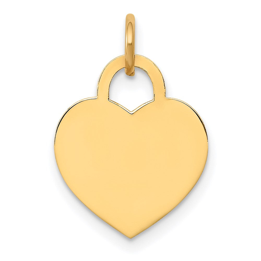 14k Plain .027 Gauge Engravable Heart 15x12mm Disc Charm, 19 x 12 mm