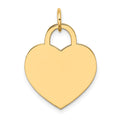 14k Plain .013 Gauge Engravable Heart 22x18mm Disc Charm, 25 x 18 mm