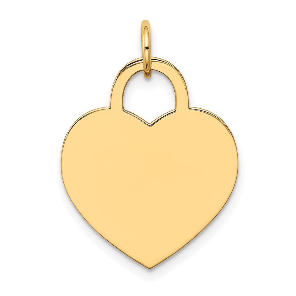 14k Plain .035 Gauge Engravable Heart 22x18mm Disc Charm, 25 x 18 mm