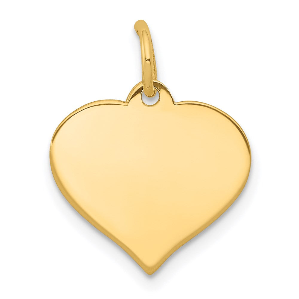 14k Plain .027 Gauge Engraveable Heart 15x14mm Disc Charm, 18 x 14 mm