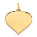 14k Plain .011 Gauge Engraveable Heart 16x17mm Disc Charm, 19 x 17 mm