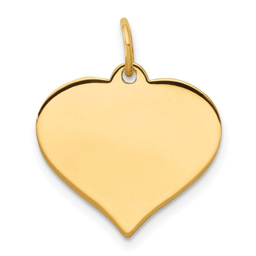 14k Plain .011 Gauge Engraveable Heart 16x17mm Disc Charm, 19 x 17 mm