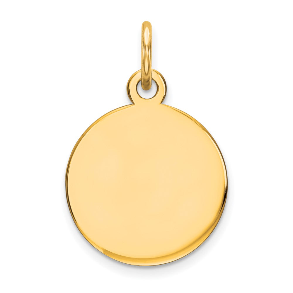 14K Plain .009 Gauge Round Engravable 11mm Disc Charm, 18 x 11 mm