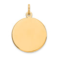 14k Plain .009 Gauge Round Engravable 17mm Disc Charm, 24 x 17 mm