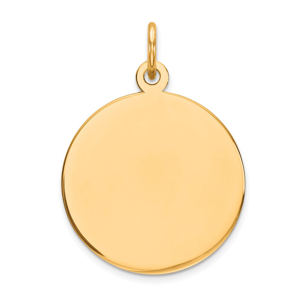 14k Plain .027 Gauge Round Engravable 17mm Disc Charm, 24 x 17 mm