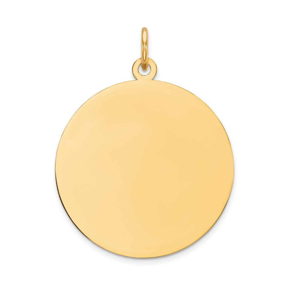 14k Plain .027 Gauge Round Engravable 21mm Disc Charm, 28 x 21 mm