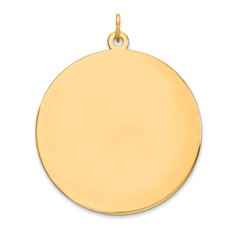 14k Plain .035 Gauge Round Engravable 32mm Disc Charm, 39 x 32 mm