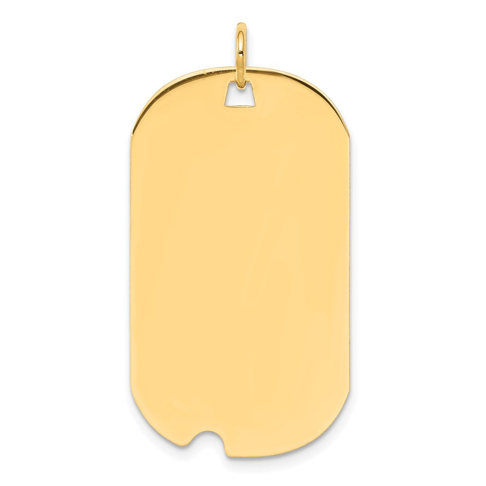 14k Plain .027 Gauge Engravable 34x19mm Dog Tag with Notch Disc Charm, 37 x 19 mm