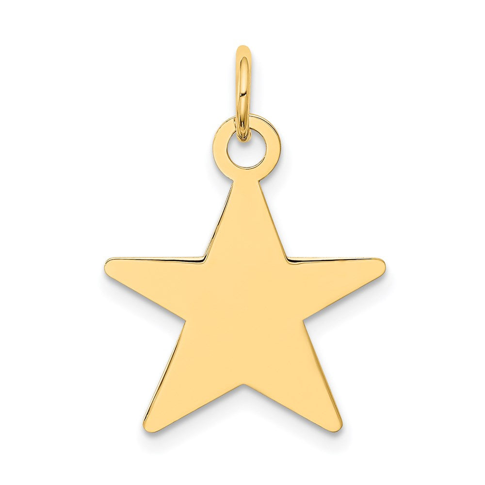 14K Star Disc Charm, 24 x 17 mm