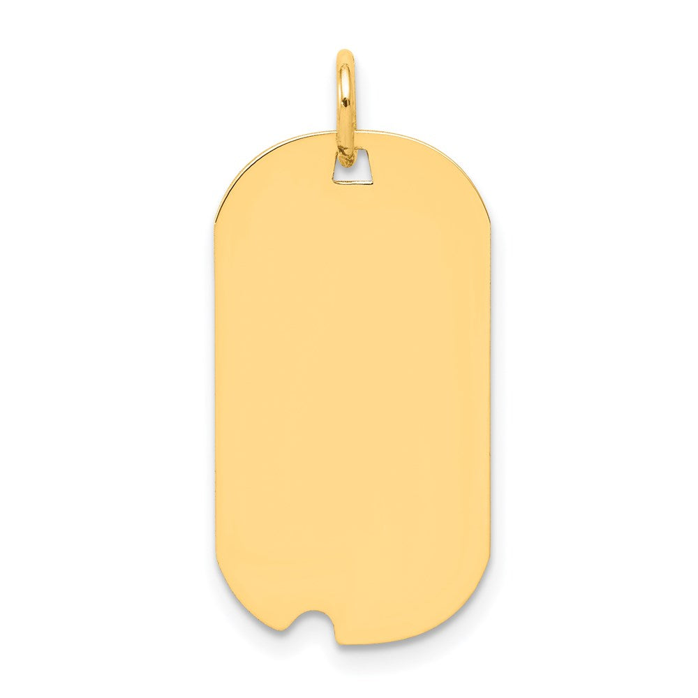 14k Plain .035 Gauge Engravable 25x13mm Dog Tag with Notch Disc Charm, 28 x 13 mm
