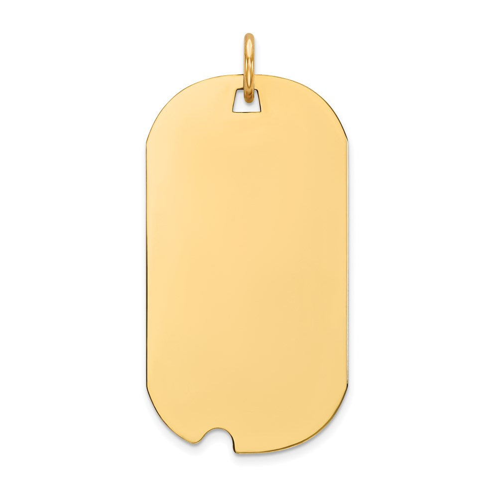 14k Plain .018 Gauge Engravable 30x16mm Dog Tag with Notch Disc Charm, 33 x 16 mm