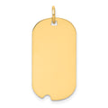 14k Plain .013 Gauge Engraveable 26x15mm Dog Tag with Notch Disc Charm, 28 x 15 mm