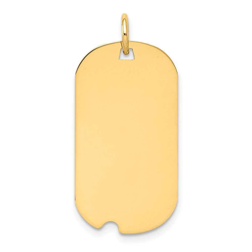 14k Plain .027 Gauge Engraveable 26x15mm Dog Tag with Notch Disc Charm, 28 x 15 mm