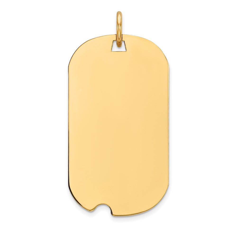 14k Plain .009 Gauge Engraveable 27x15mm Dog Tag with Notch Disc Charm, 29 x 15 mm