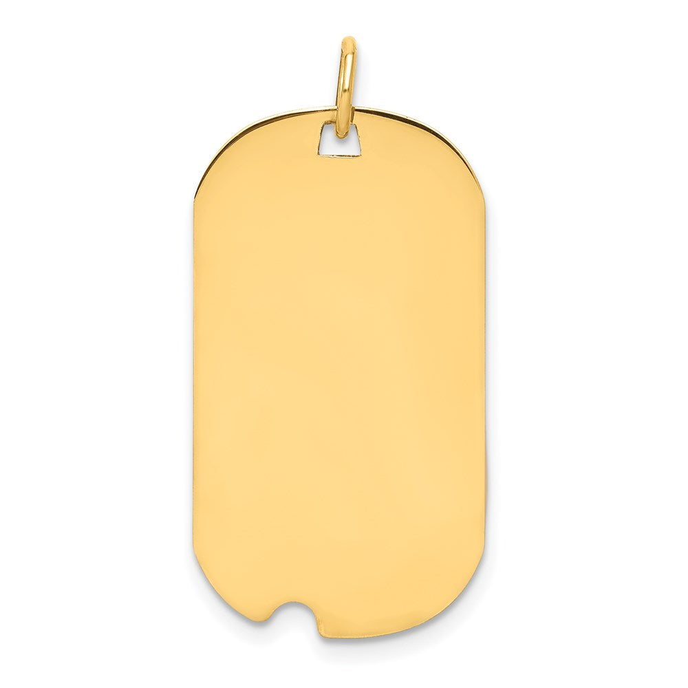 14k Plain .011 Gauge Engraveable 28x16mm Dog Tag with Notch Disc Charm, 30 x 16 mm