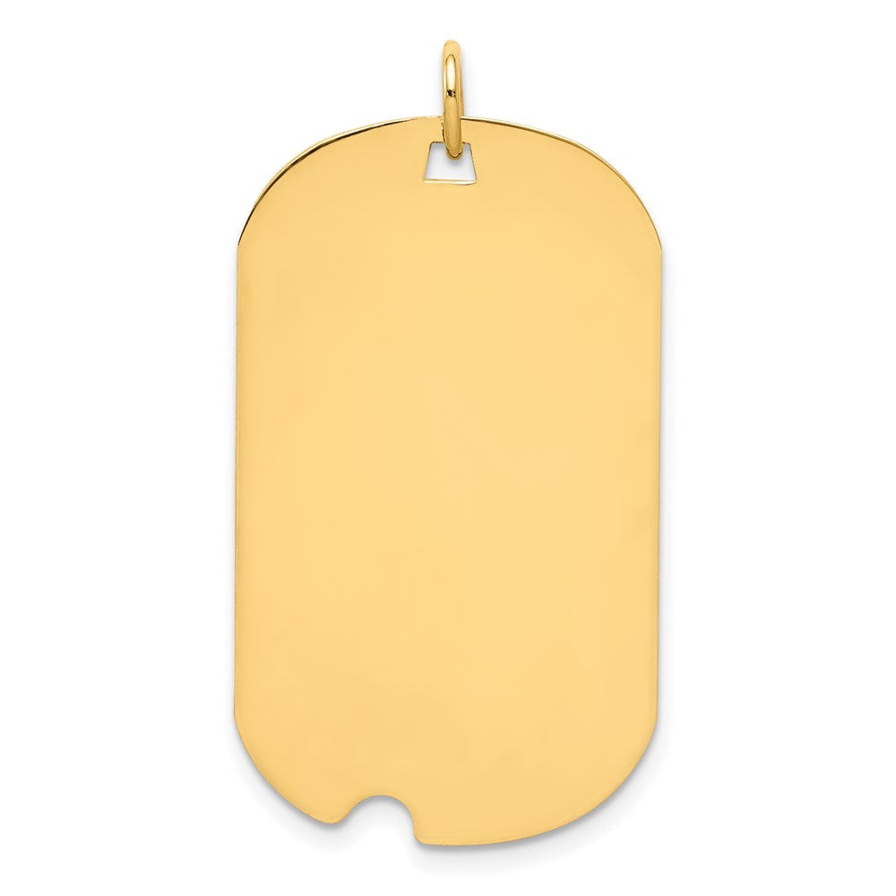 14k Plain .013 Gauge Engraveable 33x20mm Dog Tag with Notch Disc Charm, 35 x 20 mm
