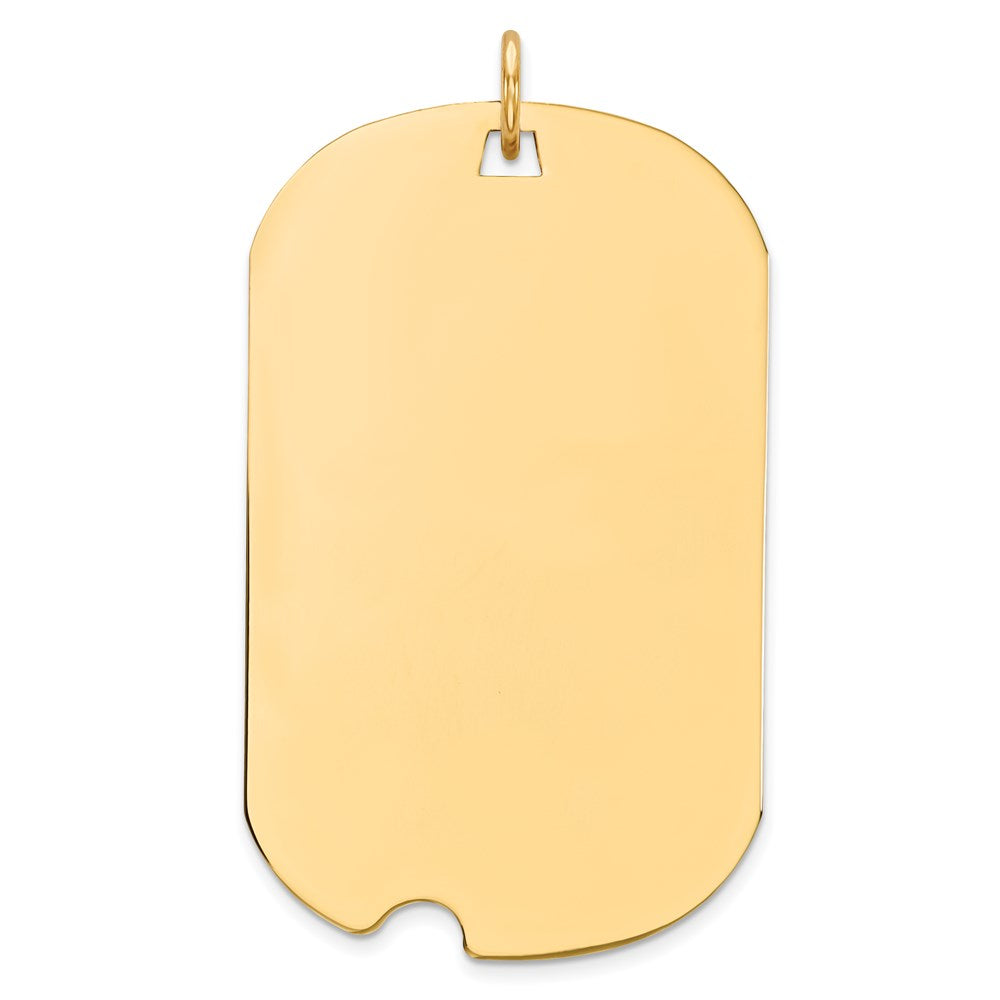 14k Plain .018 Gauge Engraveable 35x20mm Dog Tag with Notch Disc Charm, 37 x 20 mm