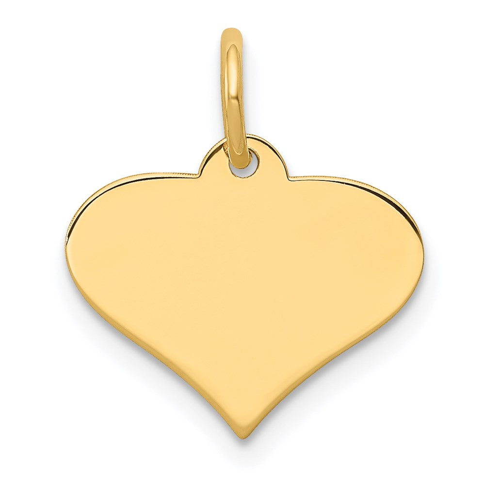 14k Plain .009 Gauge Engraveable Heart 12x14mm Disc Charm, 15 x 14 mm