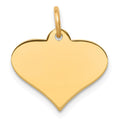 14k Plain .013 Gauge Engraveable Heart 13x16mm Disc Charm, 16 x 16 mm