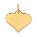 14k Plain .018 Gauge Engraveable Heart 16x18mm Disc Charm, 19 x 18 mm