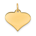 14k Plain .027 Gauge Engraveable Heart 19x21mm Disc Charm, 22 x 21 mm