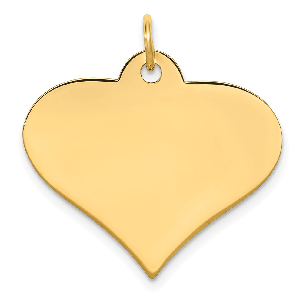 14k Plain .018 Gauge Engraveable Heart 22x25mm Disc Charm, 25 x 25 mm