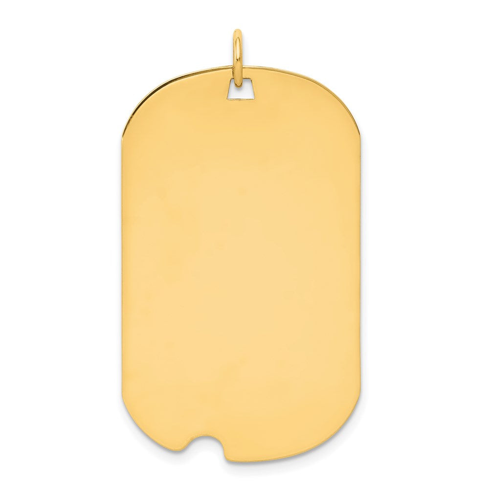 14k Plain .018 Gauge Engravable 37x23mm Dog Tag with Notch Disc Charm, 39 x 23 mm
