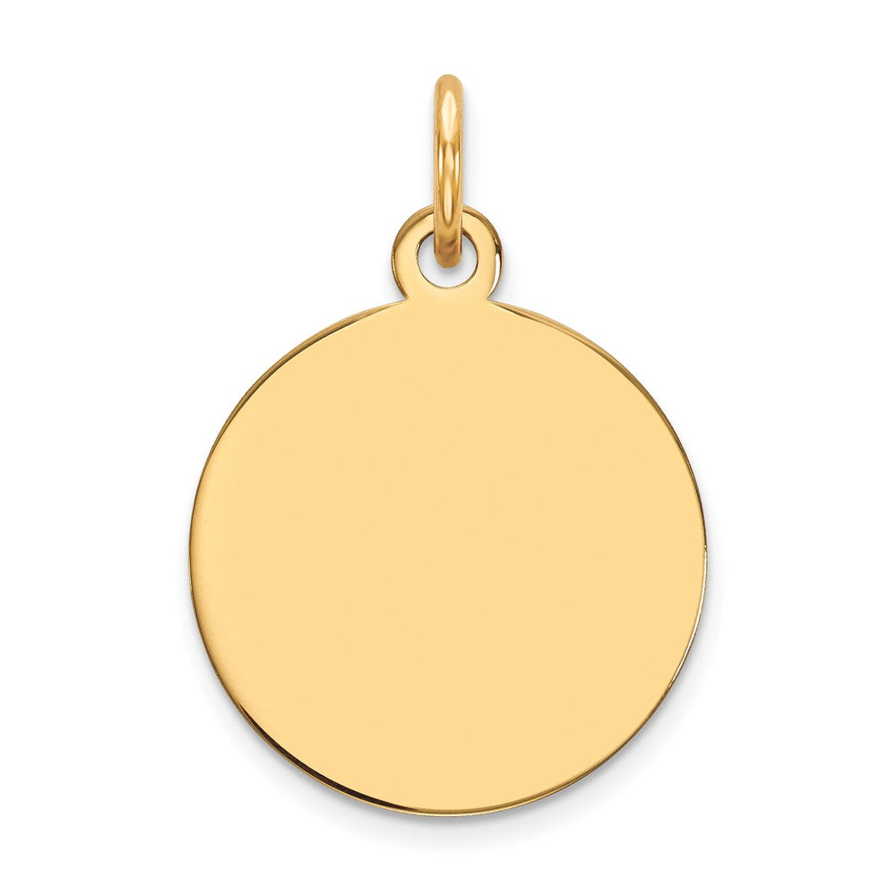 14k Plain .027 Gauge Round Engravable 15mm Disc Charm, 21 x 15 mm