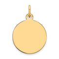 14k Plain .013 Gauge Round Engravable 15mm Disc Charm, 21 x 15 mm