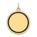 14k with Black Enamel Edge .027 Gauge Round Engravable 19mm Disc Charm, 26.08 x 19.27 mm