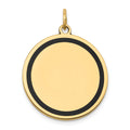 14k with Black Enamel Edge .027 Gauge Round Engravable 23mm Disc Charm, 29.34 x 22.77 mm